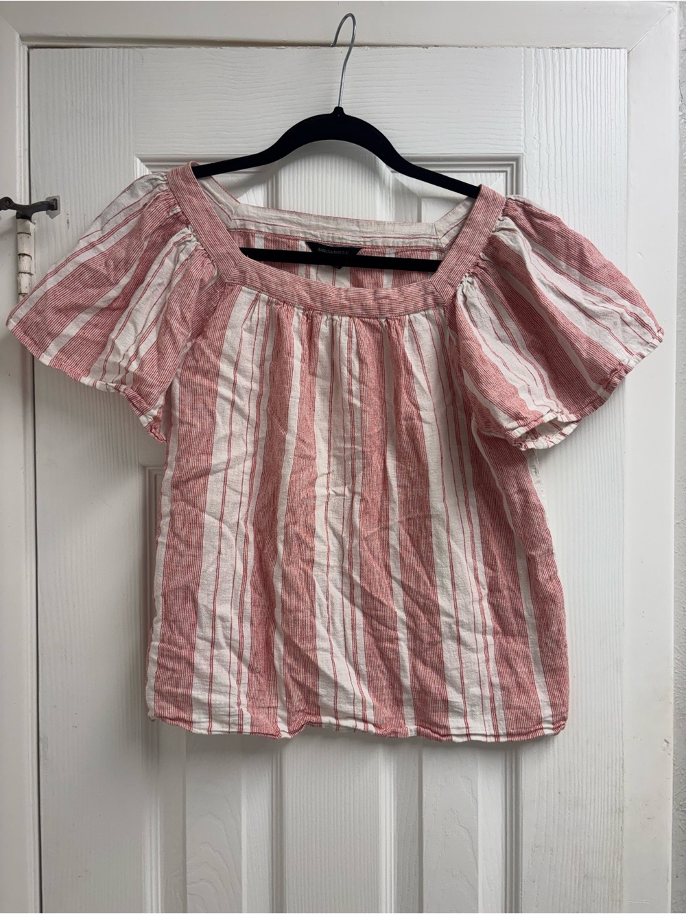 Banana Republic Striped Off-Shoulder Top - Red & White